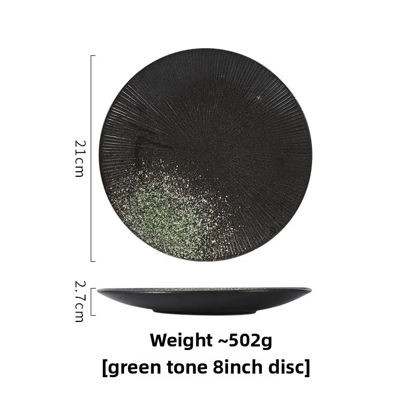 Einfacher runder Keramikteller Ich bin japanischen Stil, kreativer Steak-Essteller, Nudellinie, flaches Erzähler, westliches Restaurant-Geschirr: Blau