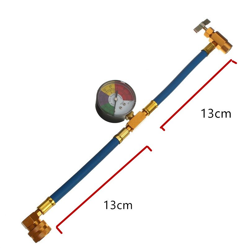R134A Car Ac Refrigerant Charge Hose Kit Recharge Hose With Gauge,A/C 1/2 Recharge Measuring Kit Can Tap Air Conditioning Pressu