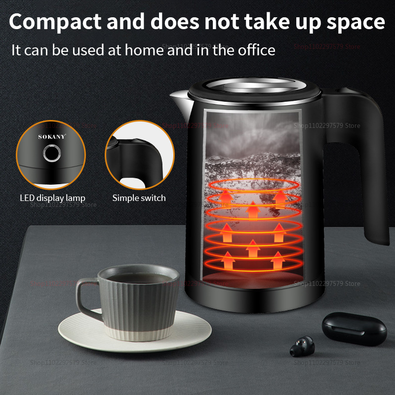 Small 500ml Electric Kettles Stainless Steel For Boiling Water Travel Mini Water Boiler Heater Double Wall Portable Teapot