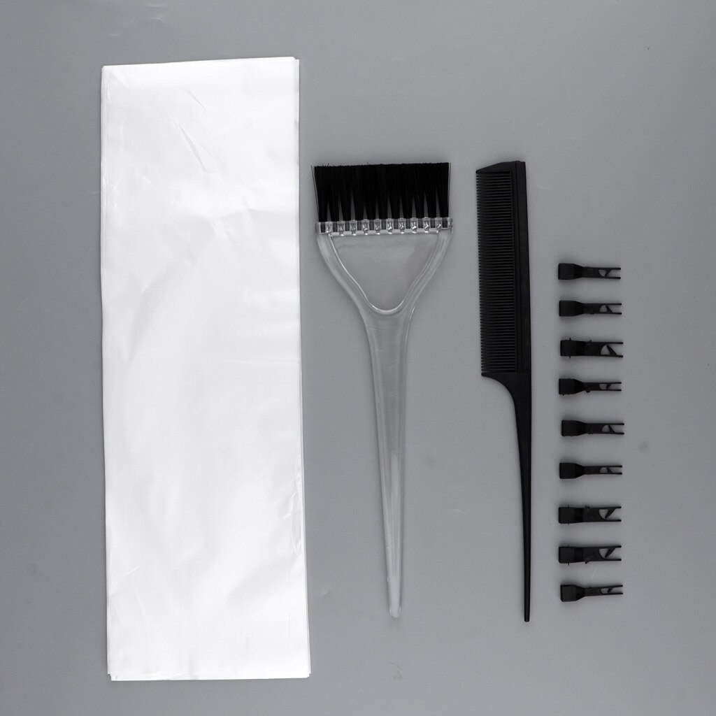 Dual Sides Rat Tail Highlighting Microbraiding Sectioning Hair Comb + Fan Shape Dye Brush