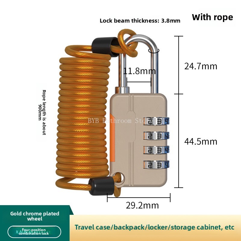 Concept Color 4 Digit Combination Lock Anti-theft Safely Code Lock Travel Luggage Suitcase Lockers Zinc Alloy Padlock: Satin Nickel