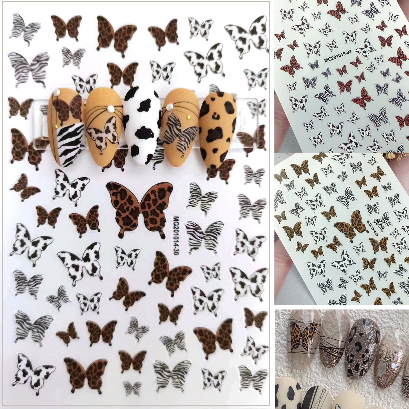 3D Nail Art Stickers Bohemen Stijl Luipaard Vlinder Print Nagels Stickers Sticker Voor Nagels Decoraties Manicure