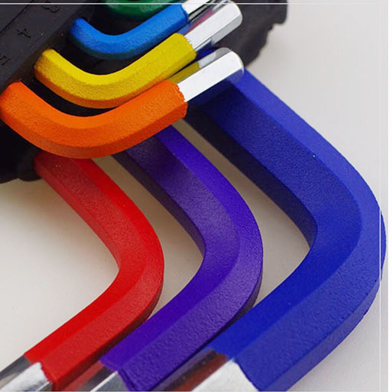 Jeu de clés Allen à embout sphérique, couleur codée, couple Long métrique avec manche, outils à main, accessoires de vélo 1.5-10mm