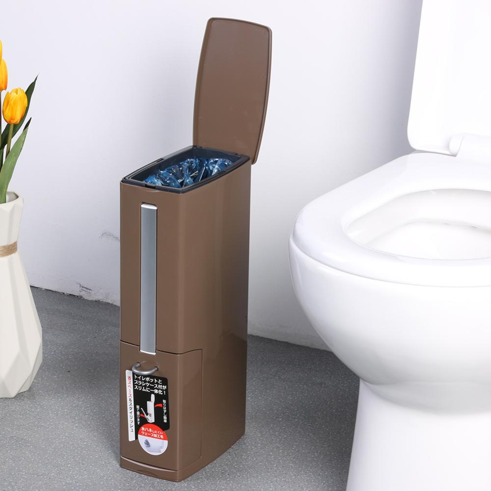 Een Stuk Plastic Badkamer Prullenbak Met Toiletborstel Afval Vuilnisbak Huisvuilemmer Badkamer Ruimtebesparend Prullenbak Wc borstel