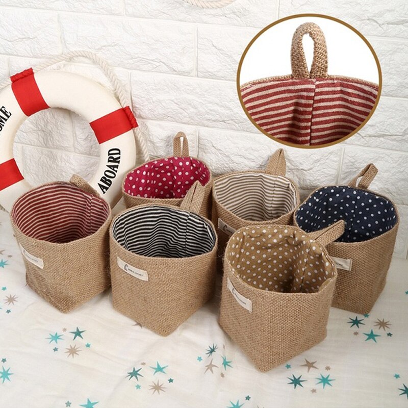 Cotton And Linen Hanging basket storage bag Folding Toy Laundry Basket Sundries Organizer Pocket Organizer Hanging Bag