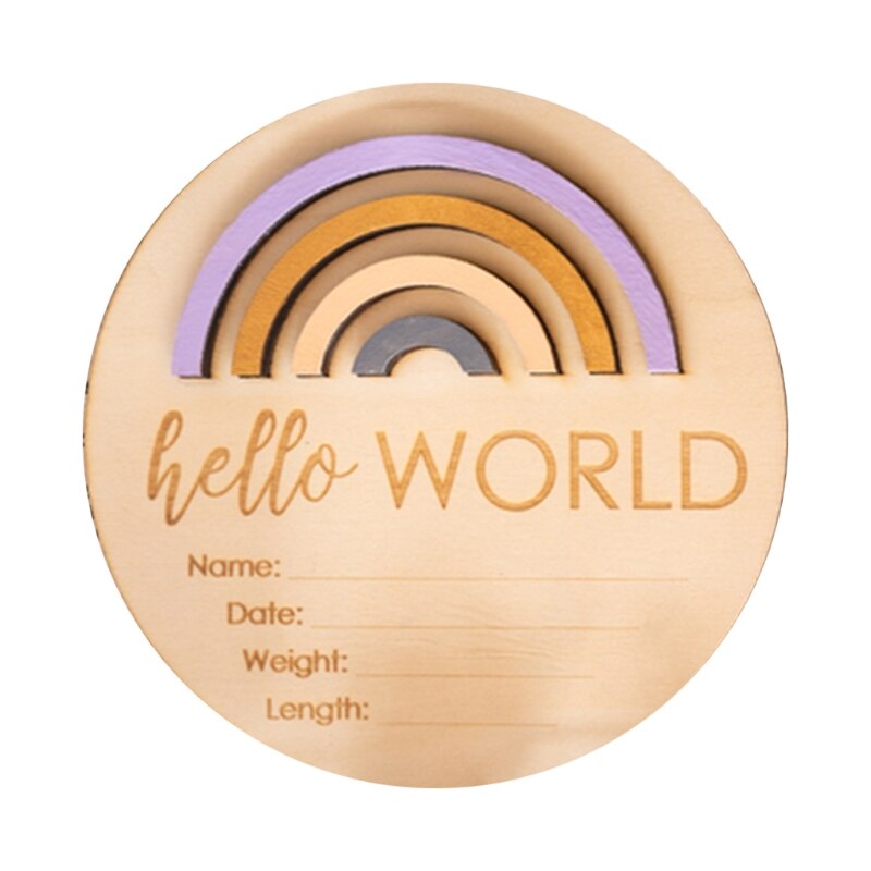 Wooden Rainbow Milestone Cards Growth Commemorate Baby Birth Monthly Recording Card Newborn Infants Shower: 2