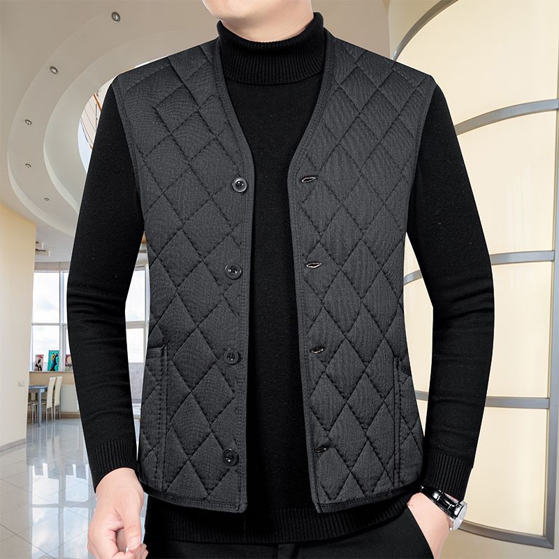 Otoño Invierno hombres espesar lana abrigos de algodón cálidos chalecos ropa de calle Casual ropa masculina chaquetas a cuadros sin mangas delgadas