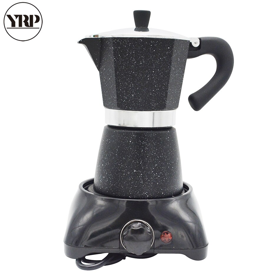 Yrp komfur espresso kaffemaskine sort aluminium moka kaffekande maskine latte mokka 6 kop perkolator kande barista værktøj filter