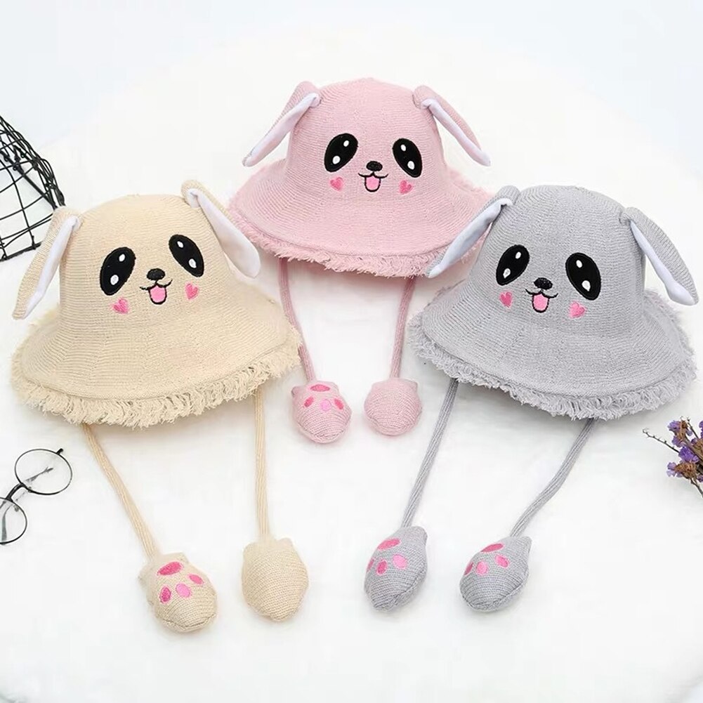 Cartoon Ears Press Air Cute Bag Moving Up Down Hat Girl Kids Summer Bucket Cap for children and adult