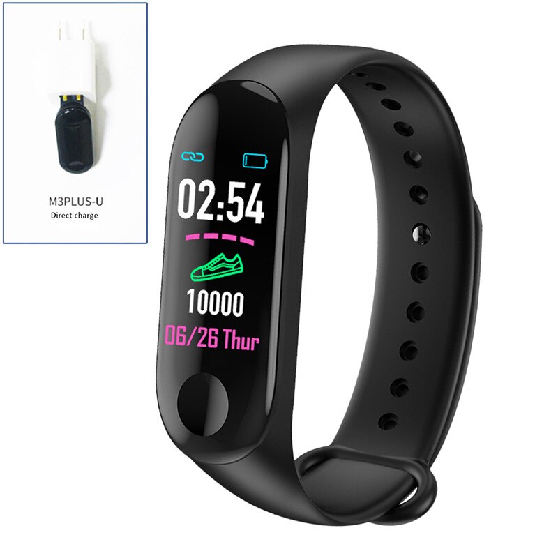 Smart Band Watch Bracelet Wristband Fitness Tracker Blood Pressure Heart Rate: USB Charge Black