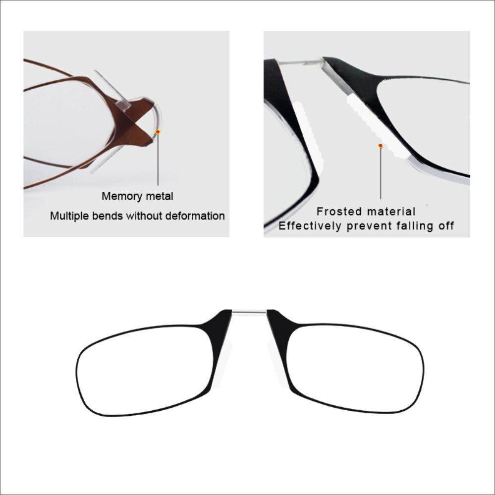 Mini Neusclip op Leesglas Mannen voor Vrouwen Randloze Draagbare Vergrootglas Verziend Bril Brillen Dames