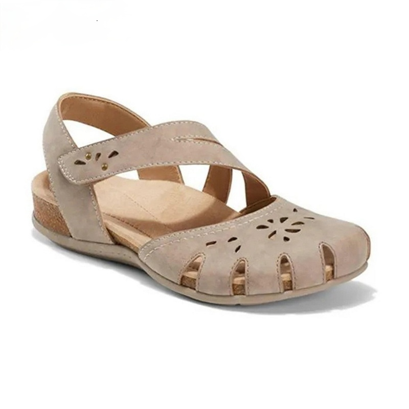 Summer Women Orthopedic Open Toe Sandals Vintage Anti-slip Breathable Leather Casual Female Platform Retro Shoes