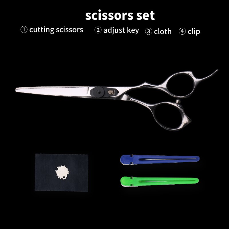 3 Kleuren Japan 440C 6 Inch Snijden Dunner Styling Tools Set Haar Schaar Professionele Kapper Schaar: SILVER CUTTING