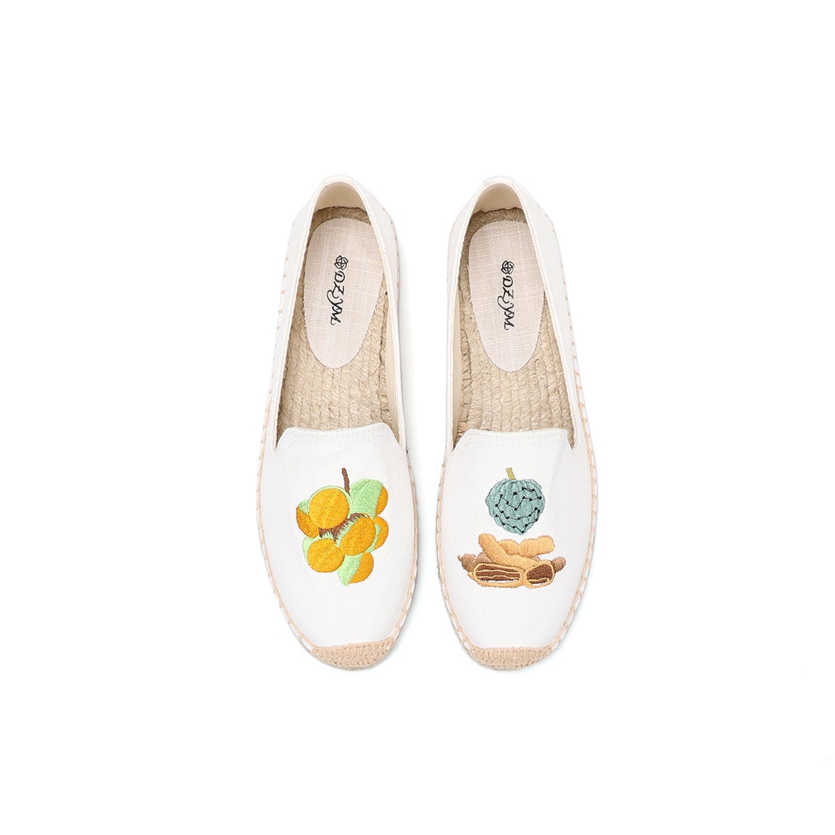 Zomer Mode Dames Alle-Match Casual Witte Schoenen Fruit Patroon Geborduurde Slip-On Canvas Schoenen Zapatos Mujer Espadrilles: 7