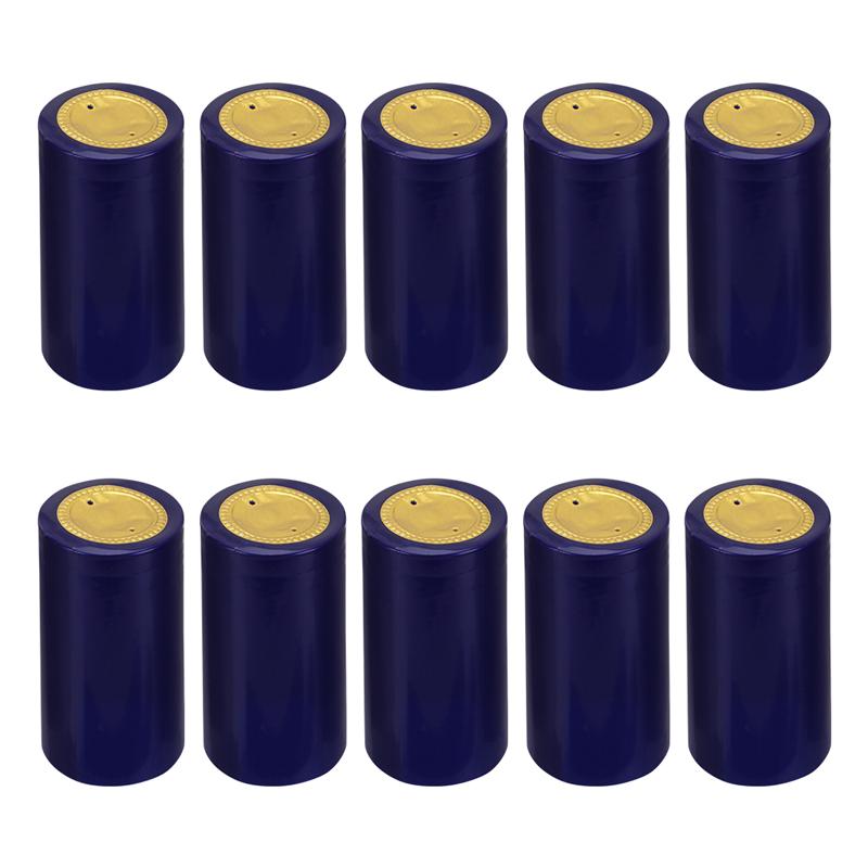 Capsule thermorétractable pour bouteille de vin, 100 pièces, couvercle de bouteille de vin rouge, épais et infusé: Bleu