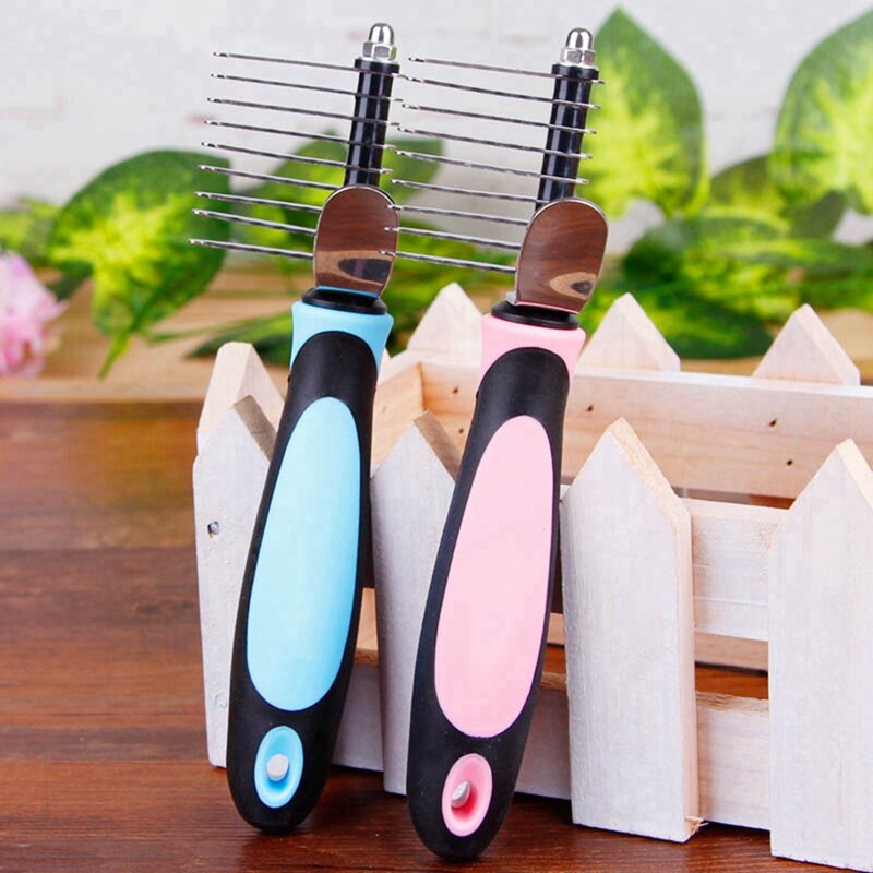 Ontharing Kam Voor Honden Kat Vergieten Grooming Brush Tool Voor Matted Lang Haar Krullend Hond Haar Open Knoop kam