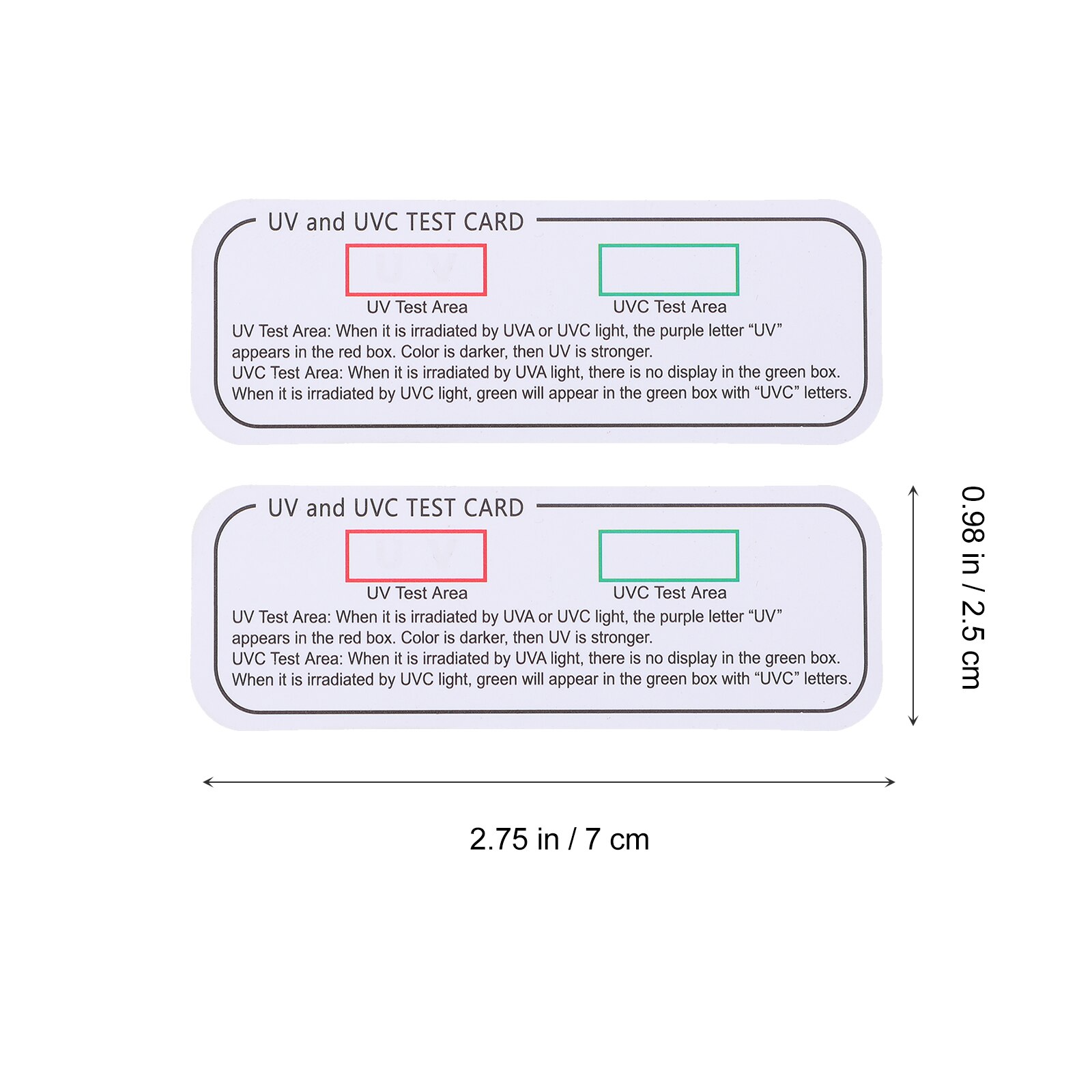 20Pcs Test Papers Uv Verkleuring Detectie Kaarten Uv Test Kaarten