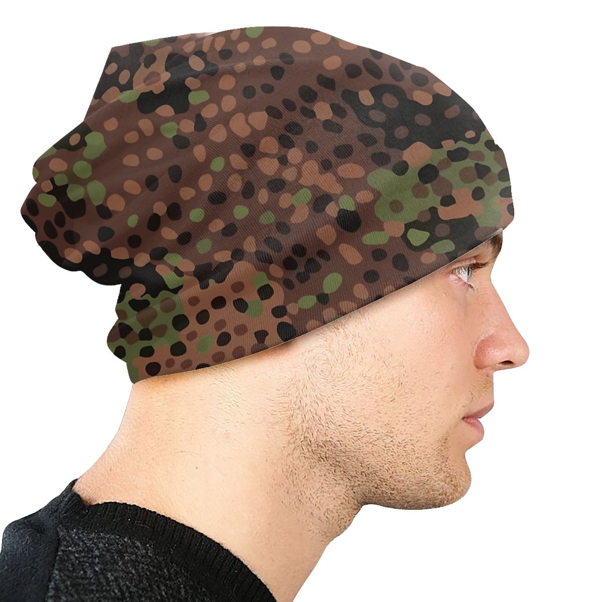 German Erbsenmuster Camo Skullies Beanies Animal Leopard Leather Hats Outdoor Caps Warm Multifunction Bonnet Knit Hat