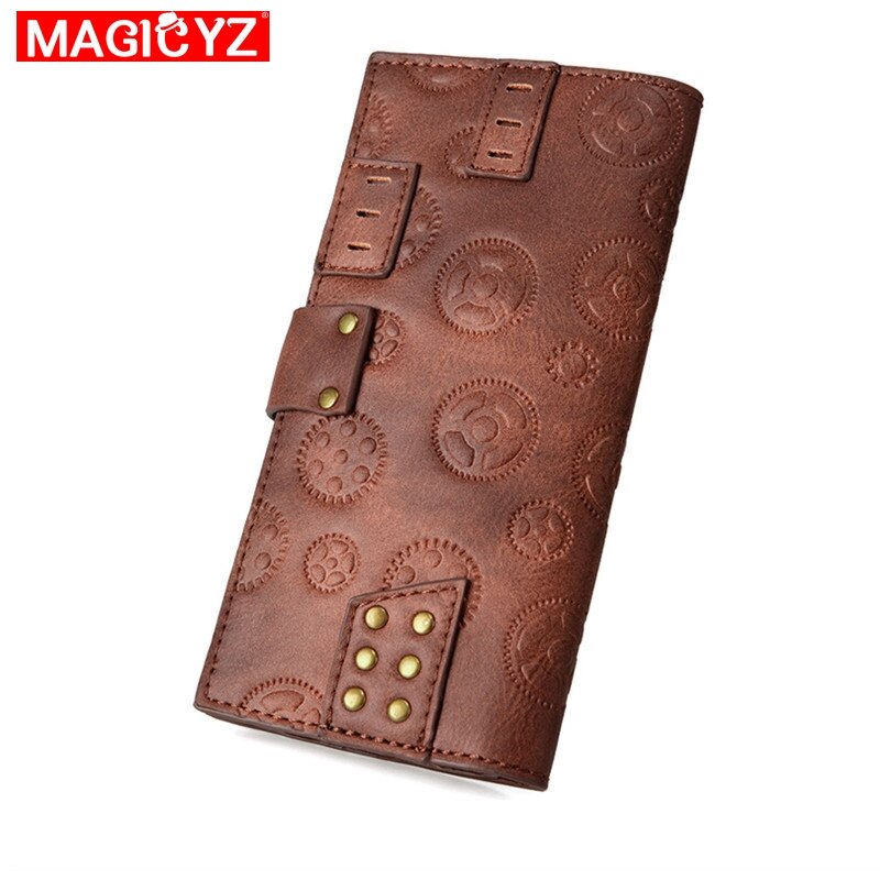 Unisex Portemonnee Retro Steampunk Hand Portemonnee Vrouwelijke Clutch Lange Portemonnee Vrouwen Card Case Mannen Korte Portemonnee