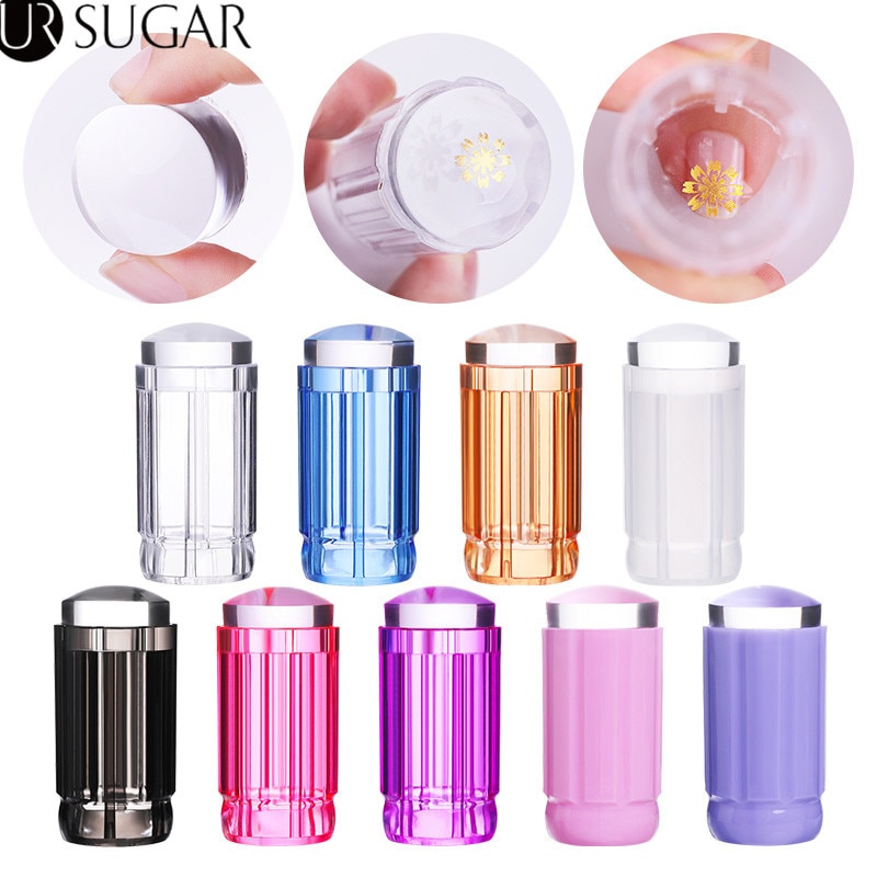 1Pc Silicone Head Nail Art Stamper Scraper Clear Jelly Silicone Stamper for Nail Stamping Plate Scraper Nail Art Tools