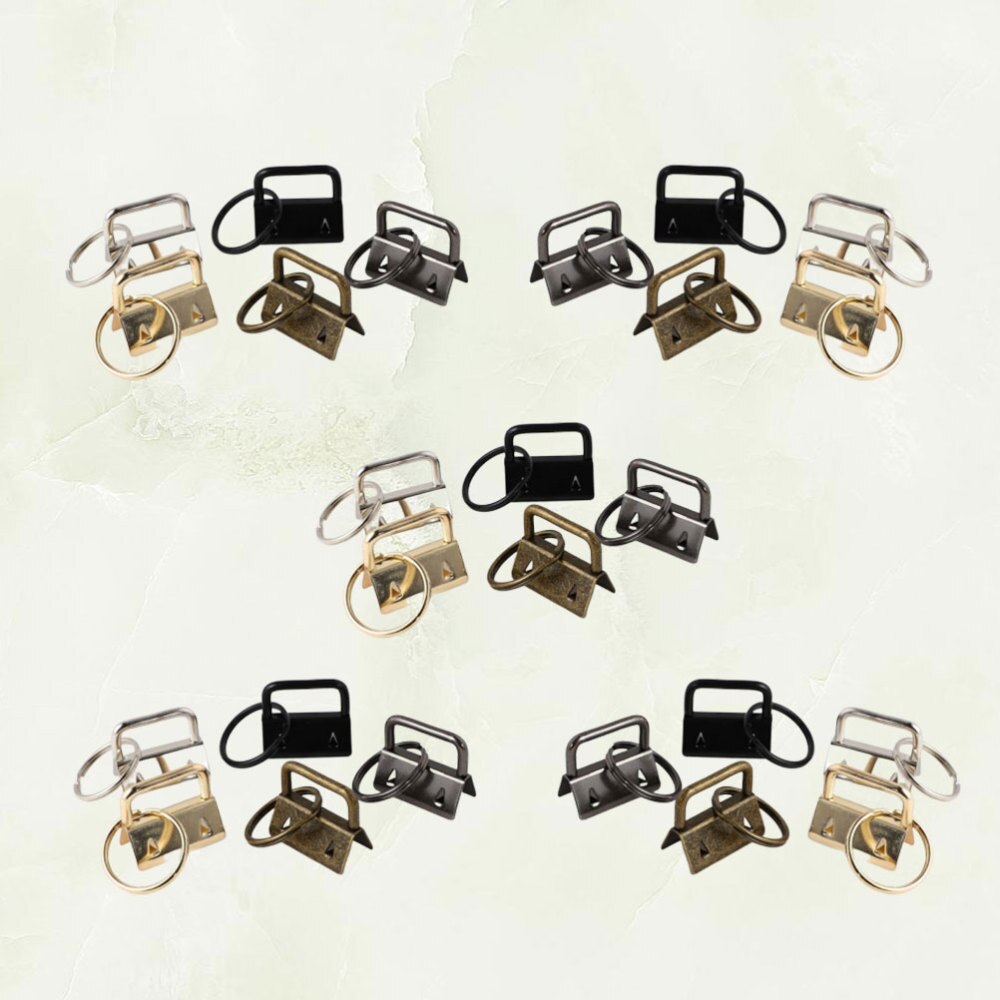 50Pcs Diy Stof Sleutelhanger Fob Polsbandje Met Key Ring Voor Lanyard Bagage Riem Accessoires (Gemengde Kleur)