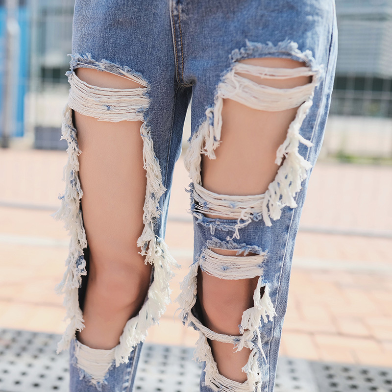 WITHZZ Neue 5XL Zerrissene Jeans frauen verlieren Dünne Jeans Frauen Hosen Reithose Overall Jahrgang Weibliche Zerrissen Hosen