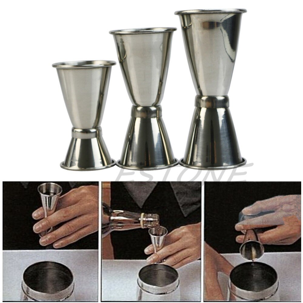 Medidor de copa de vino de acero inoxidable, medidor de copa medidora de doble filo para cóctel, suministros de Bar