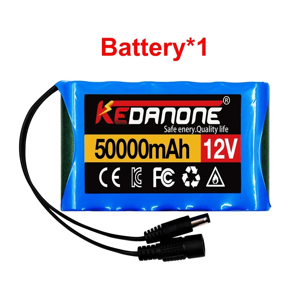 12V 50000mah Portable Super Rechargeable Lithium Ion Battery Pack Capacity DC 12.6v 30Ah CCTV Cam Monitor + Charger: Gold
