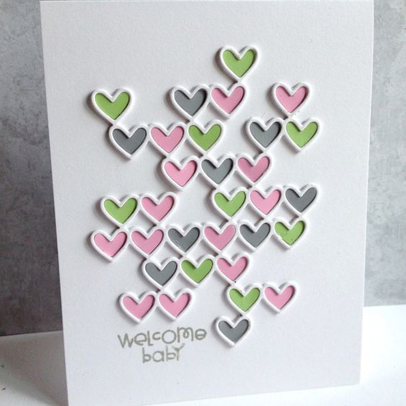 Metal Cutting Dies Stencil Hollow Heart Block Frame Dies Scrapbooking Craft Stamp Die Cut Christmas Wedding Card Making