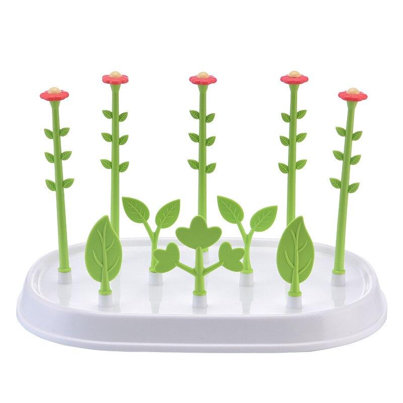 Babyflaskor torkställ blomma flaskor torkhylla flaska torkning trädtork för flaskor avtagbar babyflaskhållare matning