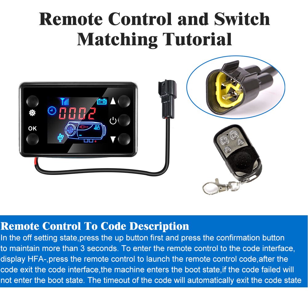 Universal 12v/24v lcd monitor switch + fjernbetjening tilbehør til bilspor diesler luftvarmer parkeringsvarmer controller kit
