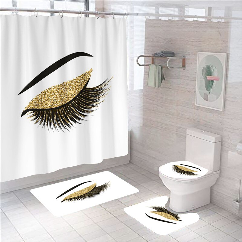 Set di tende per doccia con ciglia in marmo scintillante scintillante scintillante ciglia da bagno tende da bagno accessori da bagno tappetini antiscivolo tappeti: Color 1