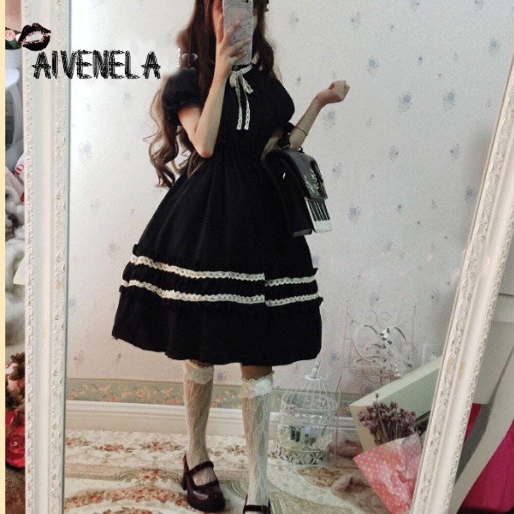 Lolita-vestido gótico Estilo Vintage para mujer, vestido de Retro con volantes, estilo victoriano, AFC849