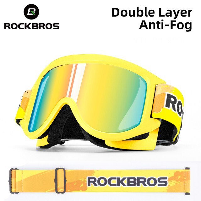 Masque De Ski ROCKBROS Double Couche – Anti-buée UV400 – Unisexe Adulte/enfant