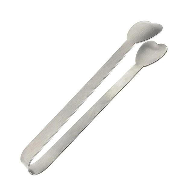 Pinzas de acero inoxidable para alimentos, pinzas gruesas para hielo de limón, Mini corazón/PALMA/forma ovalada, pinzas para cocina, pinzas para barbacoa, herramientas para ensalada: Heart shaped