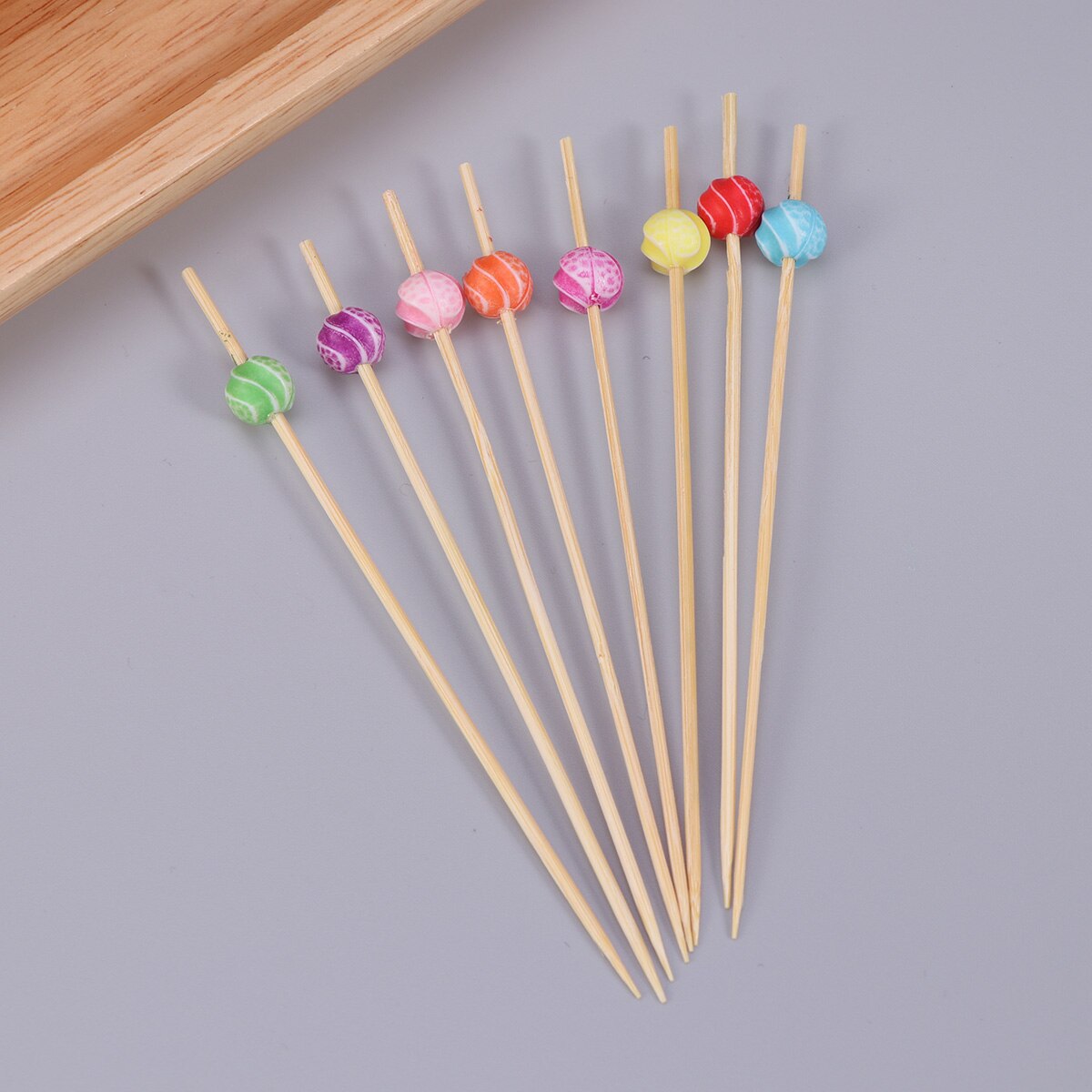 100 Stuks Wegwerp Handgemaakte Cocktail Picks Creatieve Bamboe Voorgerecht Picks Houten Fruit Picks Bead Decor Feestartikelen Picks