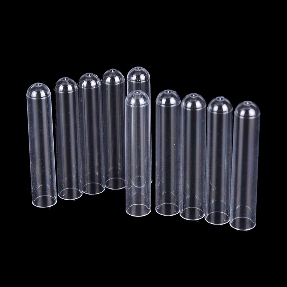 10pcs 12*60mm Clear Plastic Test Tubes Hard Plastic Test Trial Tube For Office School Chemistry Supplies