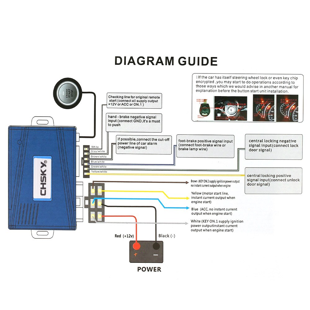Chsky universal bilmotor start stopp trykknapp system auto start-stopp knapp bil alarm ekstern motor tenning start knapp