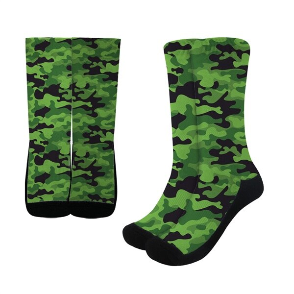 INSTANTARTS Army Green Camouflage Pattern Uomini Ciclismo Calzini e Calzettoni Da Trekking A Piedi Da Ginnastica Sport Calzini e Calzettoni alti Fino Al Ginocchio Traspirante Palestra Calzini e Calzettoni: HMF490Z46 / S/M