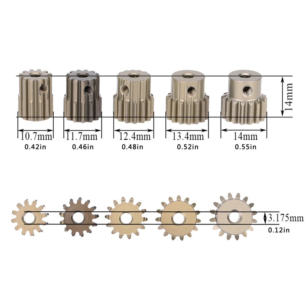 5Pcs Afstandsbediening Model Accessoires 48DP 16-20T 7075 Aluminium Elektrische Machines Auto Model Motor Gear