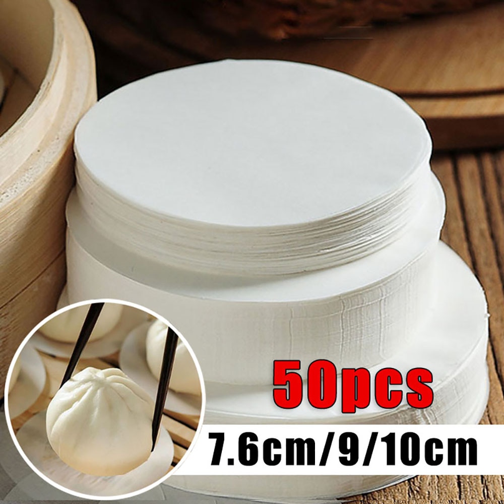 500 stk damperpapir rundt engangspapir non-stick til pau mantou dumplings boller brødkager papirmåtte 7.6cm/9cm 10cm køkken