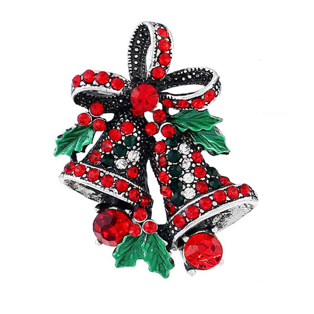 Etnische Stijl Broches Kerst Strass Boom Bell Broche Pin Crystal Kerstman Xmas Party Sieraden: 1