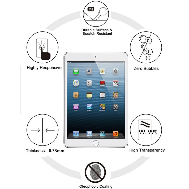 Tempered Glass Film Screen Protector for iPad 6th 5th Generation Air Air2 Pro 9.7 Protective Film Glass for ipad 5 6