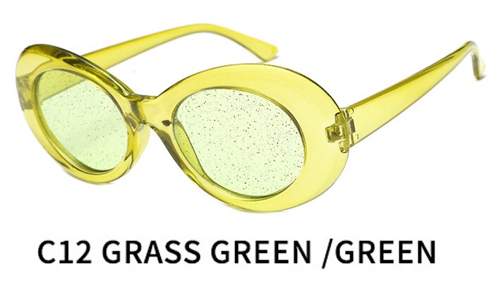 Nirvana Kurt Cobain Sunglasses Women Clout Goggles Pink Oval Sun Glasses Classic Fahion Female Clear Lens Mirror Eyewear UV400: C12