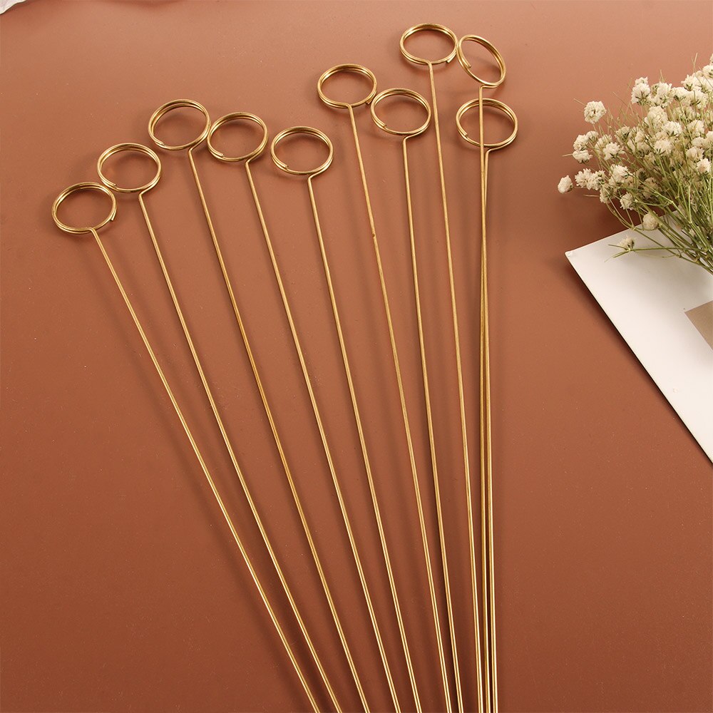 10 Pcs Art Card Holder Metal Postcard Clip Flower Bunch Special Message Card Stand For Party DIY Decoration: Round