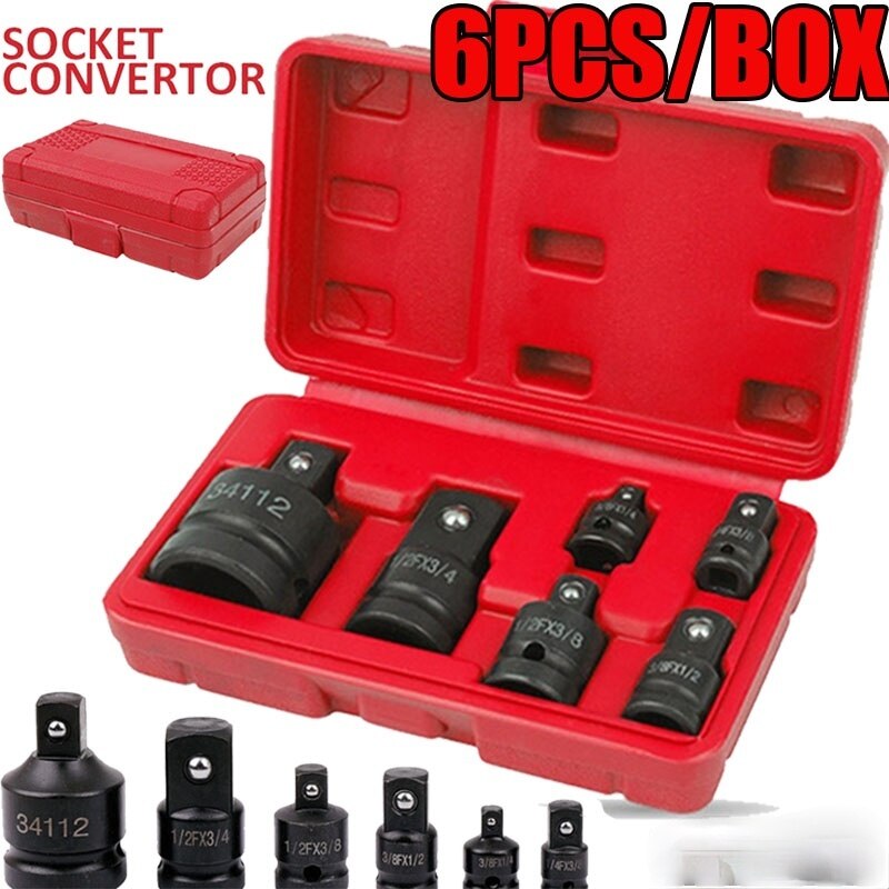 6pcs Drive Socket Air Impact Adapter Reducer Sleeve Repair Tool Repair Tools Wrench Adapter Hand Tools Set 3/8 1/4 1/2 3/4