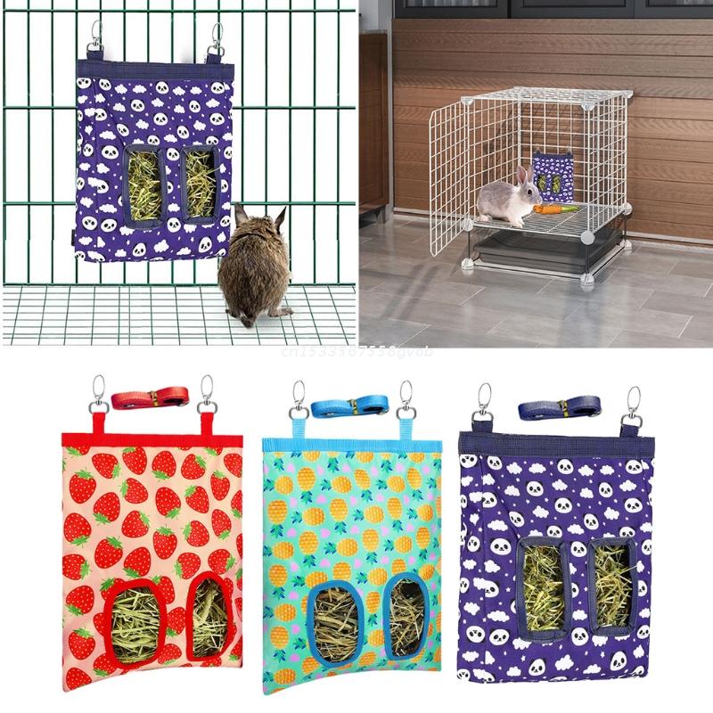 Bolsa alimentador de heno de conejo, sacos de almacenamiento de alimentación de heno, bolsas alimentadoras colgantes,