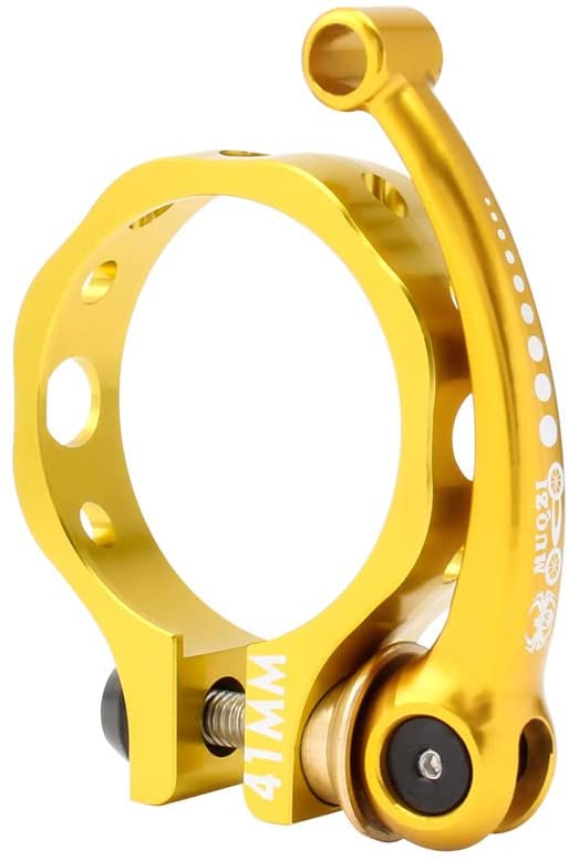 Bici 40/41mm morsetto reggisella blocco ultraleggero in lega di alluminio CNC modificato 14 pollici a sgancio rapido clip per tubo sella per bicicletta per MTB: oro 41MM