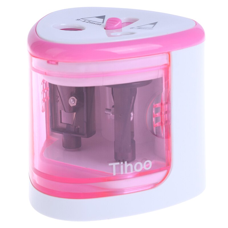 Electric Auto Sharpener Double Hole Touch Switch Pen Sharpener For 6-12mm Pencil: Pink