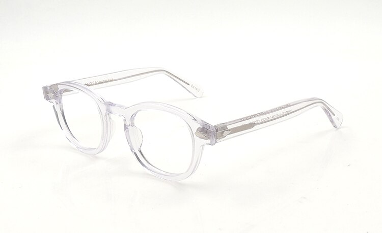 Gafas ovaladas de acetato vintage para hombres, montura de gafas de óptica con gradiente para Miopía: crystal